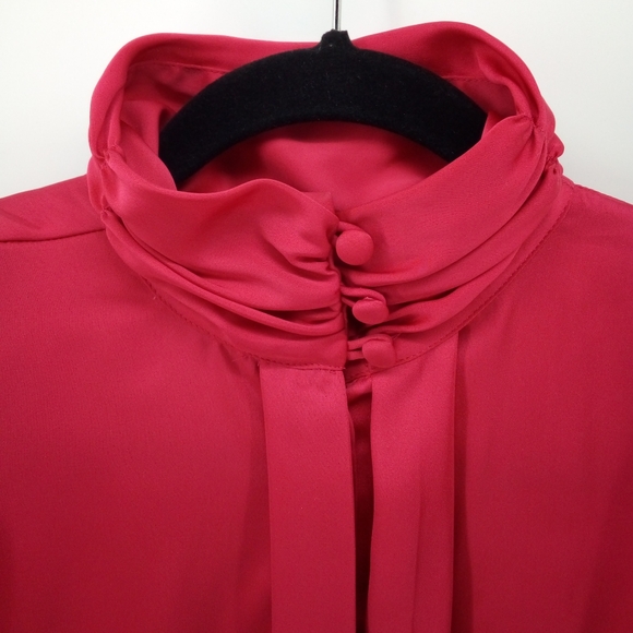 Vintage Shiny Blouse Concepts Pink Made in Korea Shoulder Pads Polyester Top 12 - Picture 4 of 9